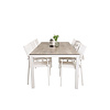 Llama tuinmeubelset tafel 100x205cm en 6 stoel Santorini wit, grijs, crèmekleur.