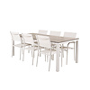 Llama tuinmeubelset tafel 100x205cm en 6 stoel Santorini wit, grijs, crèmekleur.