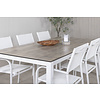Llama tuinmeubelset tafel 100x205cm en 6 stoel Santorini wit, grijs, crèmekleur.
