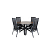 Llama tuinmeubelset tafel Ã˜120cm en 4 stoel Copacabana zwart, bruin.