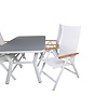 Virya tuinmeubelset tafel 90x160cm en 4 stoel Panama wit, grijs.