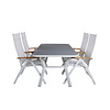 Virya tuinmeubelset tafel 90x160cm en 4 stoel Panama wit, grijs.