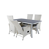 Virya tuinmeubelset tafel 90x160cm en 4 stoel Padova wit, grijs.