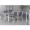 Virya tuinmeubelset tafel 90x160cm en 4 stoel Levels wit, grijs.
