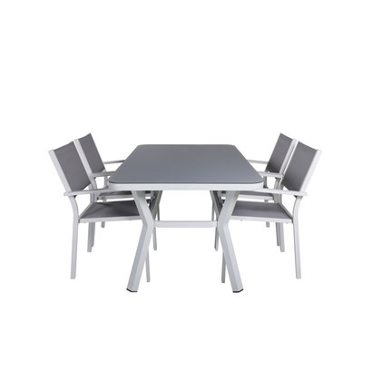 Virya tuinmeubelset tafel 90x160cm en 4 stoel Copacabana zwart, grijs, wit.