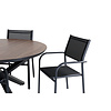 Llama tuinmeubelset tafel Ã˜120cm en 4 stoel Santorini zwart, bruin.