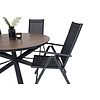 Llama tuinmeubelset tafel Ø120cm en 6 stoel Break zwart, bruin.