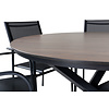 Llama tuinmeubelset tafel Ã˜120cm en 6 stoel Santorini zwart, bruin.