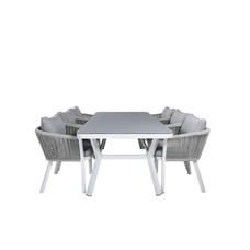 Virya tuinmeubelset tafel 100x200cm en 6 stoel Virya wit, grijs.