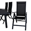Marbella tuinmeubelset tafel 100x160/240cm en 6 stoel Albany zwart.