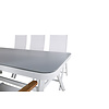 Virya tuinmeubelset tafel 100x200cm en 6 stoel Panama wit, grijs.
