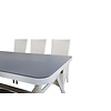 Virya tuinmeubelset tafel 100x200cm en 6 stoel Padova wit, grijs.