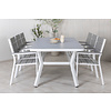 Virya tuinmeubelset tafel 100x200cm en 6 stoel Levels wit, grijs.