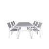 Virya tuinmeubelset tafel 100x200cm en 6 stoel Copacabana zwart, grijs, wit.