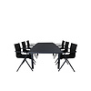 Marbella tuinmeubelset tafel 100x160/240cm en 6 stoel Alina zwart.
