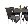 Marbella tuinmeubelset tafel 100x160/240cm en 8 stoel Anna zwart.