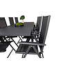 Marbella tuinmeubelset tafel 100x160/240cm en 8 stoel Break zwart.