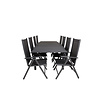 Marbella tuinmeubelset tafel 100x160/240cm en 8 stoel Break zwart.