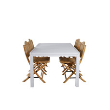 Marbella tuinmeubelset tafel 100x160/240cm en 4 stoel Cane lichtgrijs, naturel, wit.