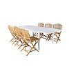 Marbella tuinmeubelset tafel 100x160/240cm en 6 stoel Cane lichtgrijs, naturel, wit.