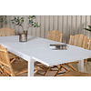 Marbella tuinmeubelset tafel 100x160/240cm en 6 stoel Cane lichtgrijs, naturel, wit.