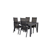 Marbella tuinmeubelset tafel 100x160/240cm en 4 stoel Copacabana zwart.