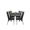 Marbella tuinmeubelset tafel 100x160/240cm en 8 stoel Copacabana zwart.