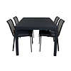 Marbella tuinmeubelset tafel 100x160/240cm en 4 stoel Dallas zwart, naturel.