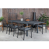 Marbella tuinmeubelset tafel 100x160/240cm en 6 stoel Dallas zwart, naturel.