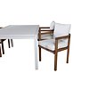 Marbella tuinmeubelset tafel 100x160/240cm en 4 stoel Erica naturel, wit.