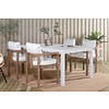 Marbella tuinmeubelset tafel 100x160/240cm en 4 stoel Erica naturel, wit.