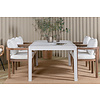 Marbella tuinmeubelset tafel 100x160/240cm en 4 stoel Erica naturel, wit.