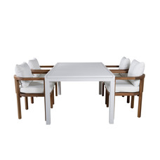 Marbella tuinmeubelset tafel 100x160/240cm en 4 stoel Erica naturel, wit.