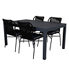 Marbella tuinmeubelset tafel 100x160/240cm en 4 stoel Julian zwart.
