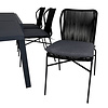Marbella tuinmeubelset tafel 100x160/240cm en 6 stoel Julian zwart.
