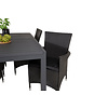 Marbella tuinmeubelset tafel 100x160/240cm en 4 stoel Knick zwart.