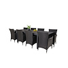 Marbella tuinmeubelset tafel 100x160/240cm en 8 stoel Knick zwart.