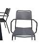 Marbella tuinmeubelset tafel 100x160/240cm en 4 stoel armleuning Lindos zwart.
