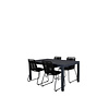 Marbella tuinmeubelset tafel 100x160/240cm en 4 stoel stapelS Lindos zwart.