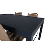 Marbella tuinmeubelset tafel 100x160/240cm en 4 stoel stapelL Lindos zwart.