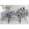 Marbella tuinmeubelset tafel 100x160/240cm en 6 stoel armleuning Lindos zwart.