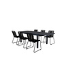 Marbella tuinmeubelset tafel 100x160/240cm en 6 stoel stapelS Lindos zwart.