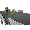 Marbella tuinmeubelset tafel 100x160/240cm en 8 stoel Lindos zwart.