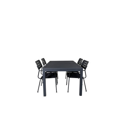 Marbella tuinmeubelset tafel 100x160/240cm en 4 stoel Nicke zwart.