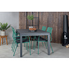 Marbella tuinmeubelset tafel 100x160/240cm en 4 stoel Nicke groen, zwart.