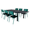 Marbella tuinmeubelset tafel 100x160/240cm en 6 stoel armleuningG Nicke groen, zwart.