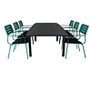 Marbella tuinmeubelset tafel 100x160/240cm en 6 stoel armleuningG Nicke groen, zwart.