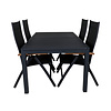 Marbella tuinmeubelset tafel 100x160/240cm en 4 stoel Panama zwart.