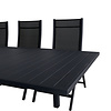 Marbella tuinmeubelset tafel 100x160/240cm en 6 stoel Panama zwart.