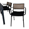 Marbella tuinmeubelset tafel 100x160/240cm en 6 stoel Paola zwart.